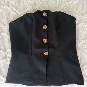 Express Black Strapless Top with Gold Accents